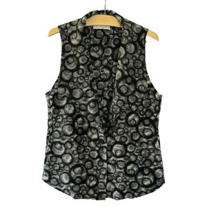 Cut Loose Black Gray White Abstract Circle Print 100% Felted Wool Vest Size S
